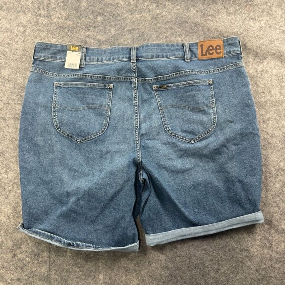 Lee Shorts Womens Plus Size 24W Denim Jean Bermuda Stretch Rolled 8" Inseam NEW - Picture 2 of 11